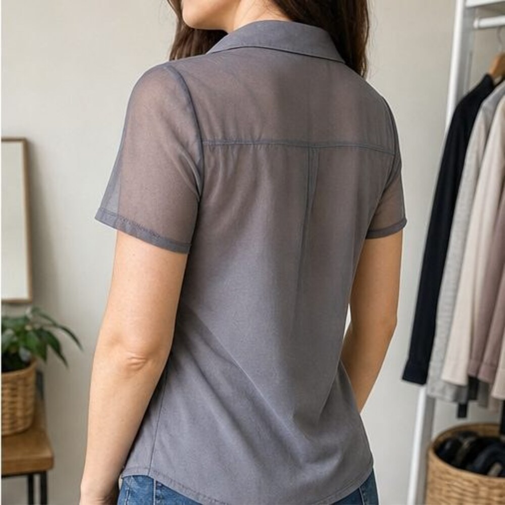 Gray V Neck Top - Picture 3 of 6